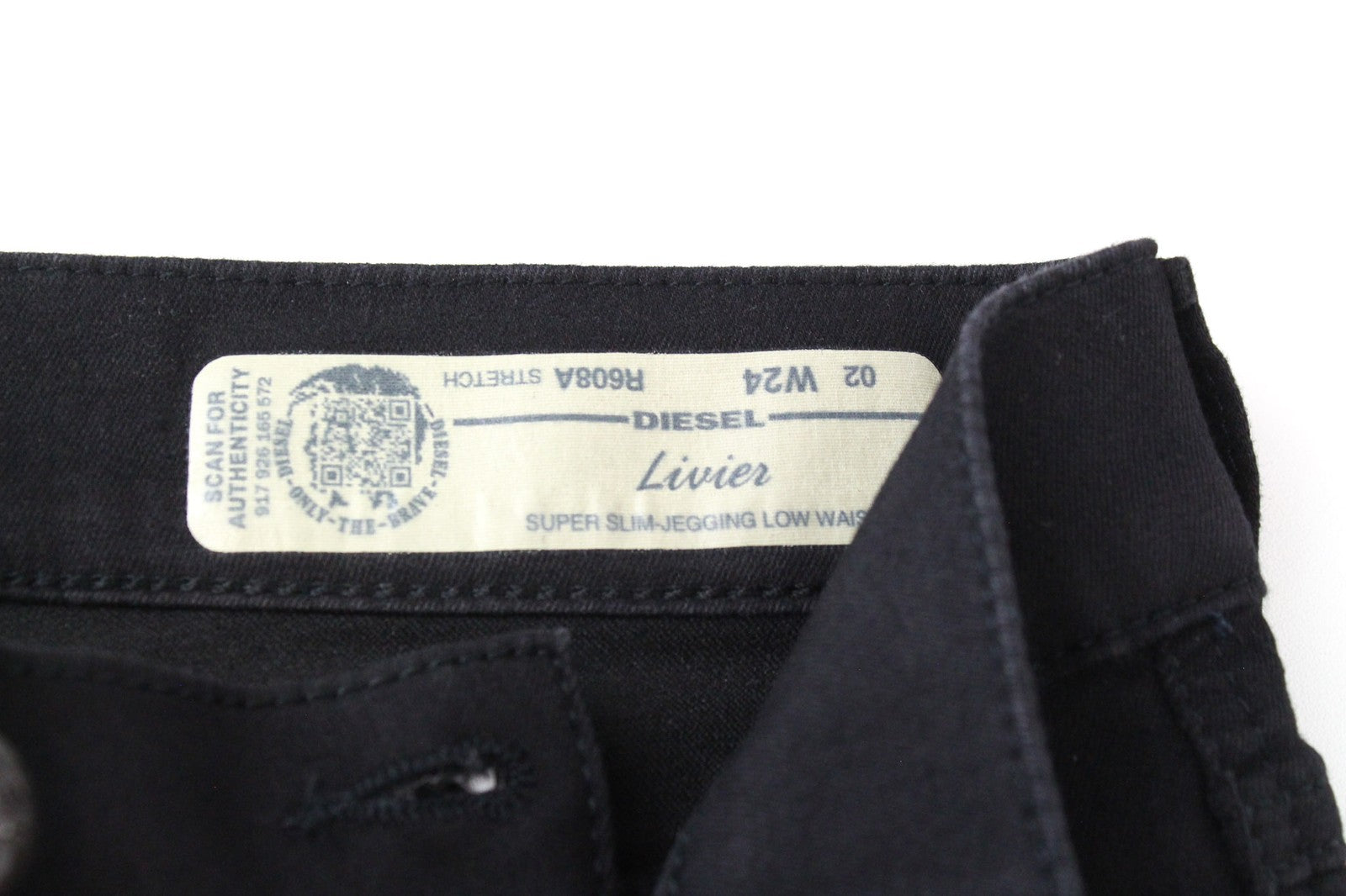 DIESEL Livier R608A Women Jeans W24 Jegging Black Stretch Super Slim Low Waist
