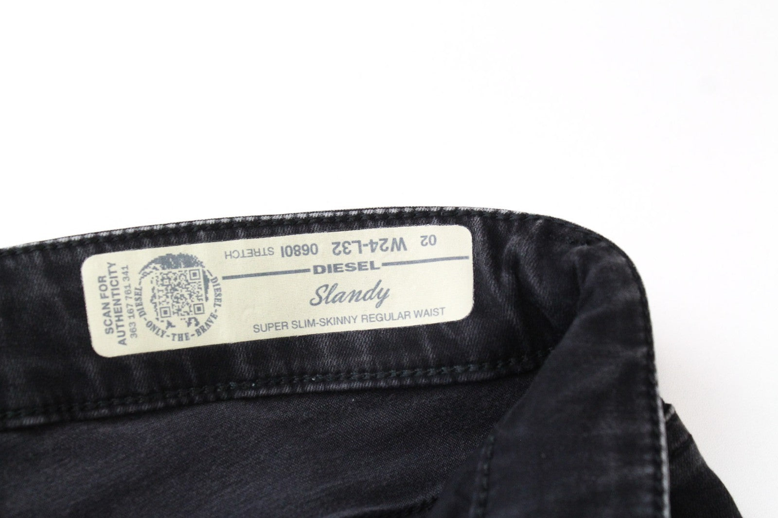 DIESEL Slandy 0680I Women Jeans W24/L32 Dark Grey Stretch Super Slim Skinny