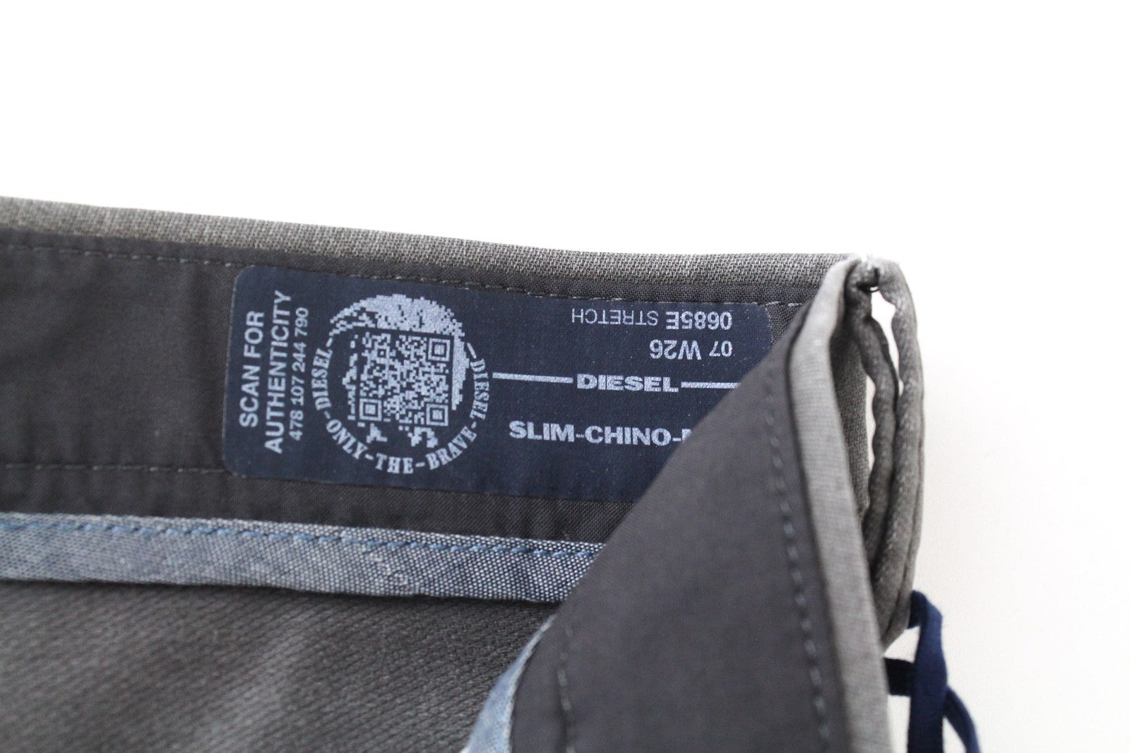DIESEL Slim-Chino-M-NE 0685E Men Trousers W26 Grey Jogg Sweat Stretch Slim Fit