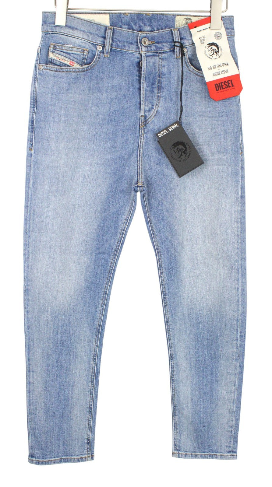 DIESEL D-Vider 081AL Men Jeans W28/L30 Mid Blue Stretch Carrot Fit Button-Fly