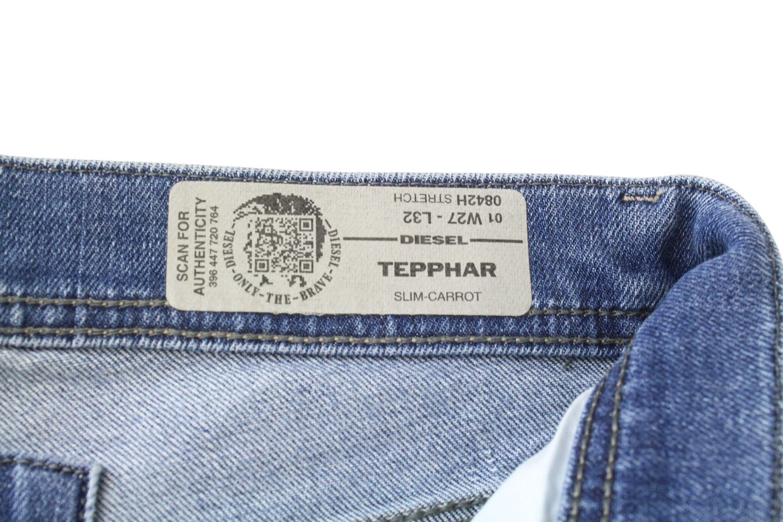 DIESEL Tepphar 0842H Men Jeans W27/L32 Blue Stretch Slim Carrot Fit Button-Fly
