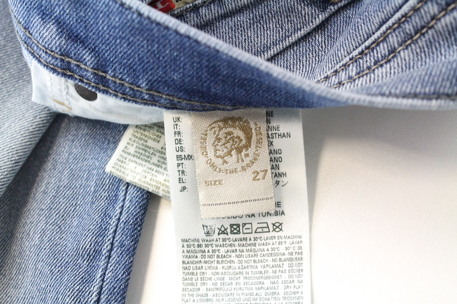 DIESEL Tepphar 0842H Men Jeans W27/L32 Blue Stretch Slim Carrot Fit Button-Fly