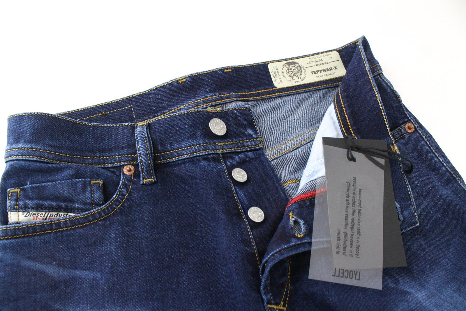 DIESEL Tepphar-X 083AT Men Jeans W26/L32 Blue Stretch Slim Carrot Fit Buttoned