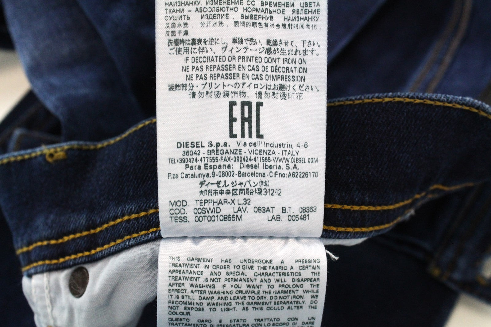 DIESEL Tepphar-X 083AT Men Jeans W26/L32 Blue Stretch Slim Carrot Fit Buttoned