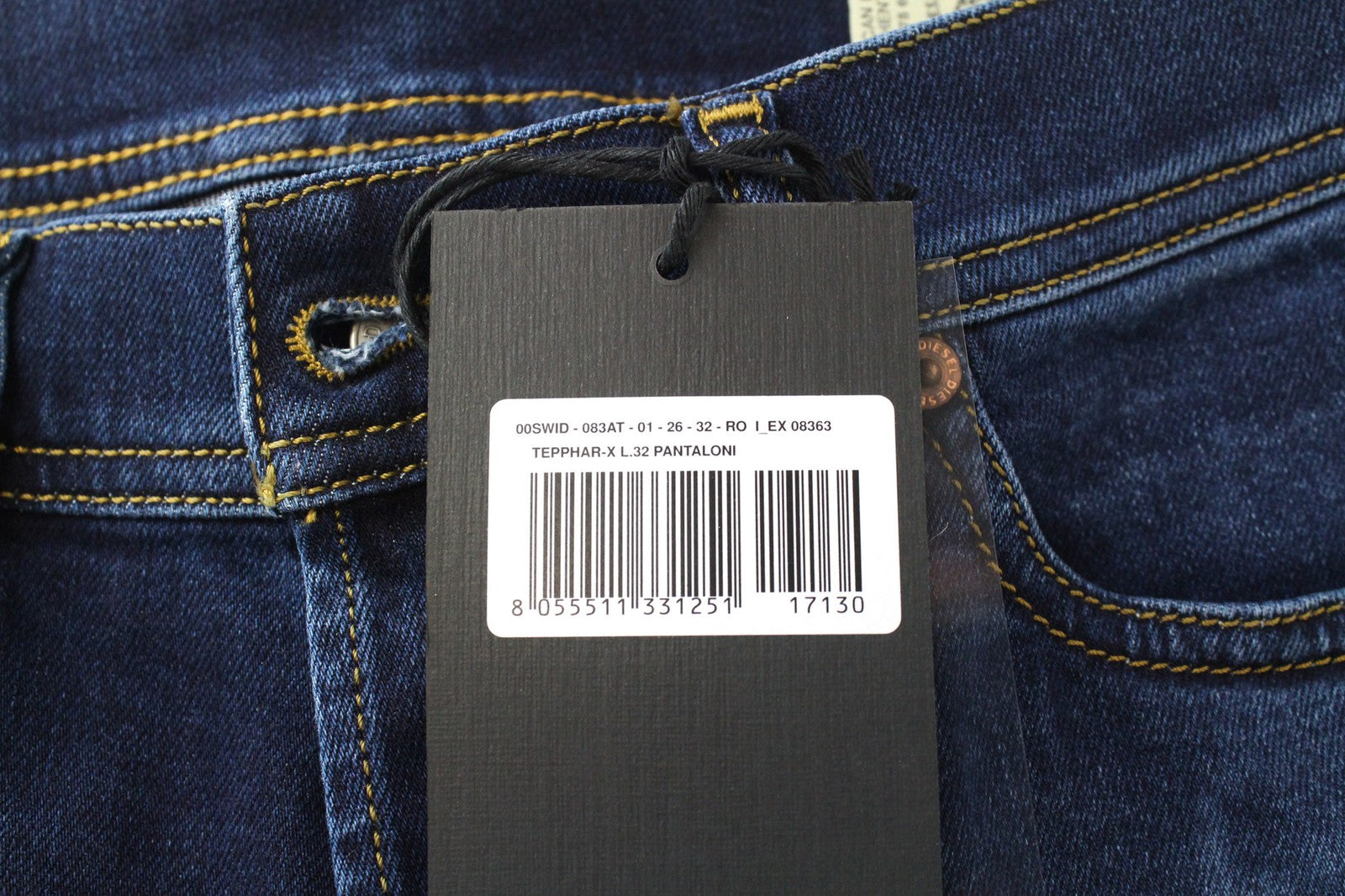 DIESEL Tepphar-X 083AT Men Jeans W26/L32 Blue Stretch Slim Carrot Fit Buttoned