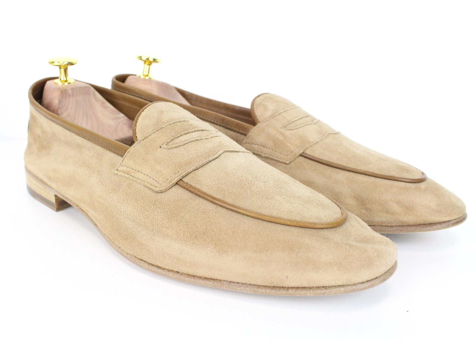 SUITSUPPLY Men Casual Shoes EU43 UK9 Beige Suede Calf Leather Loafers Moccasins