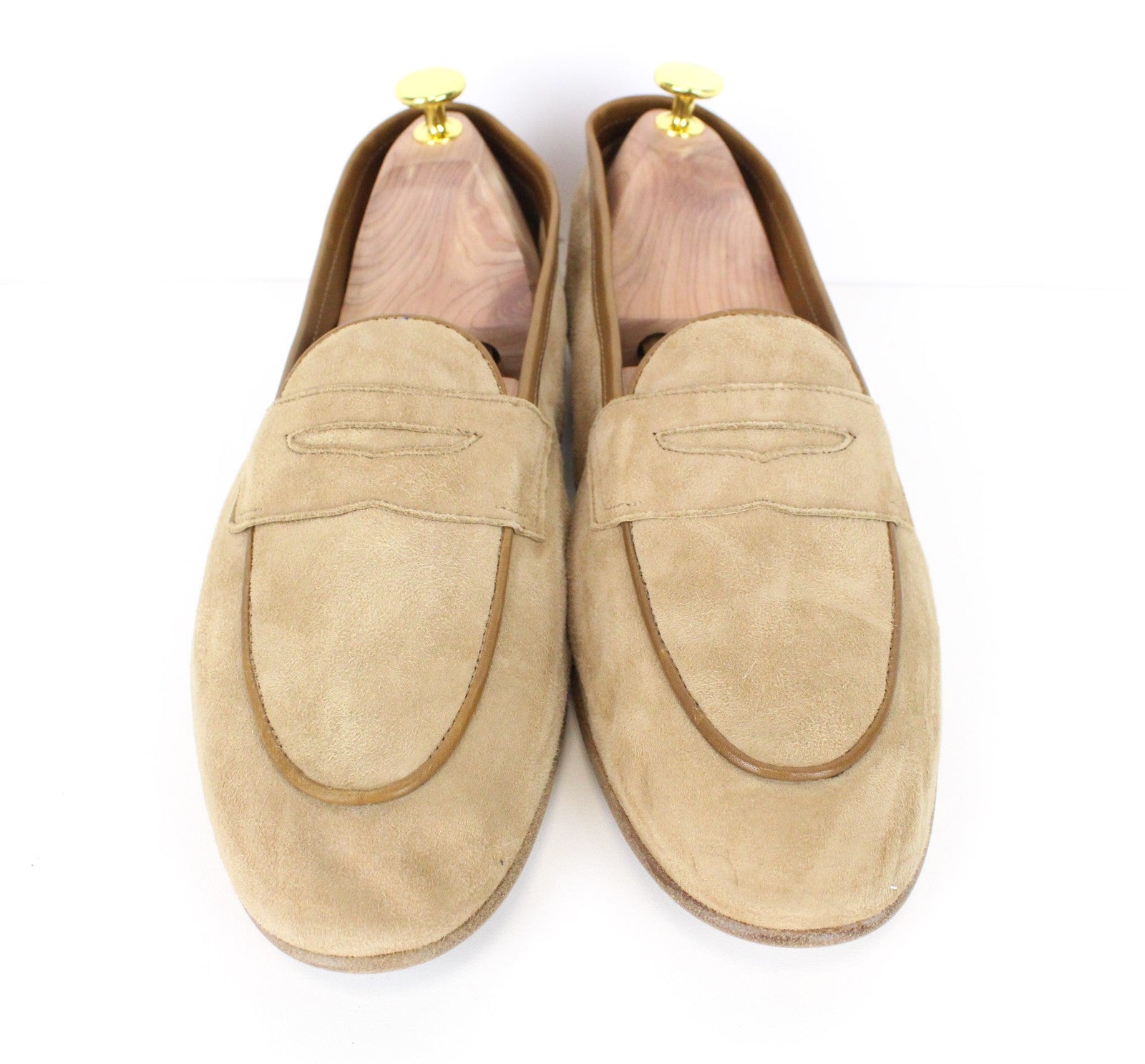 SUITSUPPLY Men Casual Shoes EU43 UK9 Beige Suede Calf Leather Loafers Moccasins