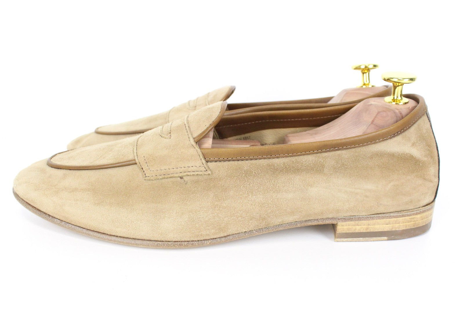 SUITSUPPLY Men Casual Shoes EU43 UK9 Beige Suede Calf Leather Loafers Moccasins