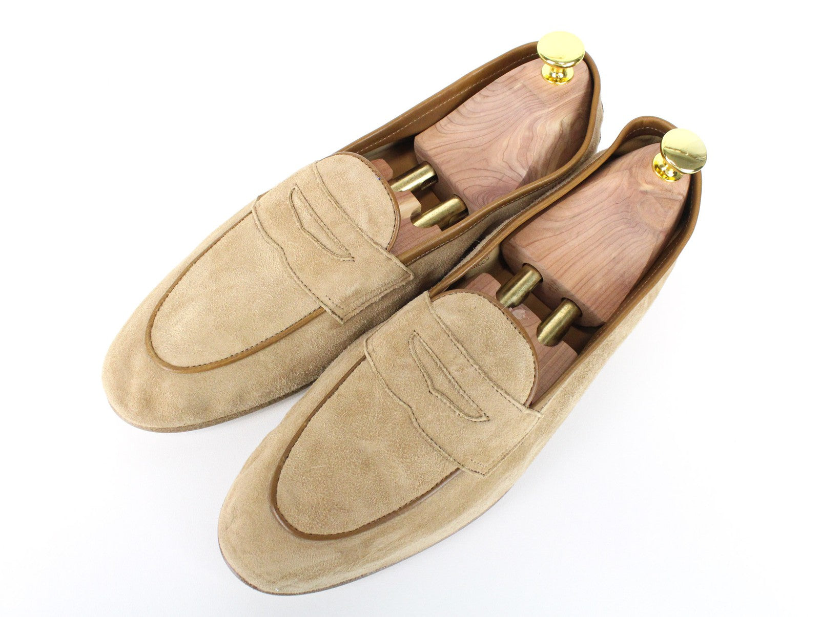 SUITSUPPLY Men Casual Shoes EU43 UK9 Beige Suede Calf Leather Loafers Moccasins