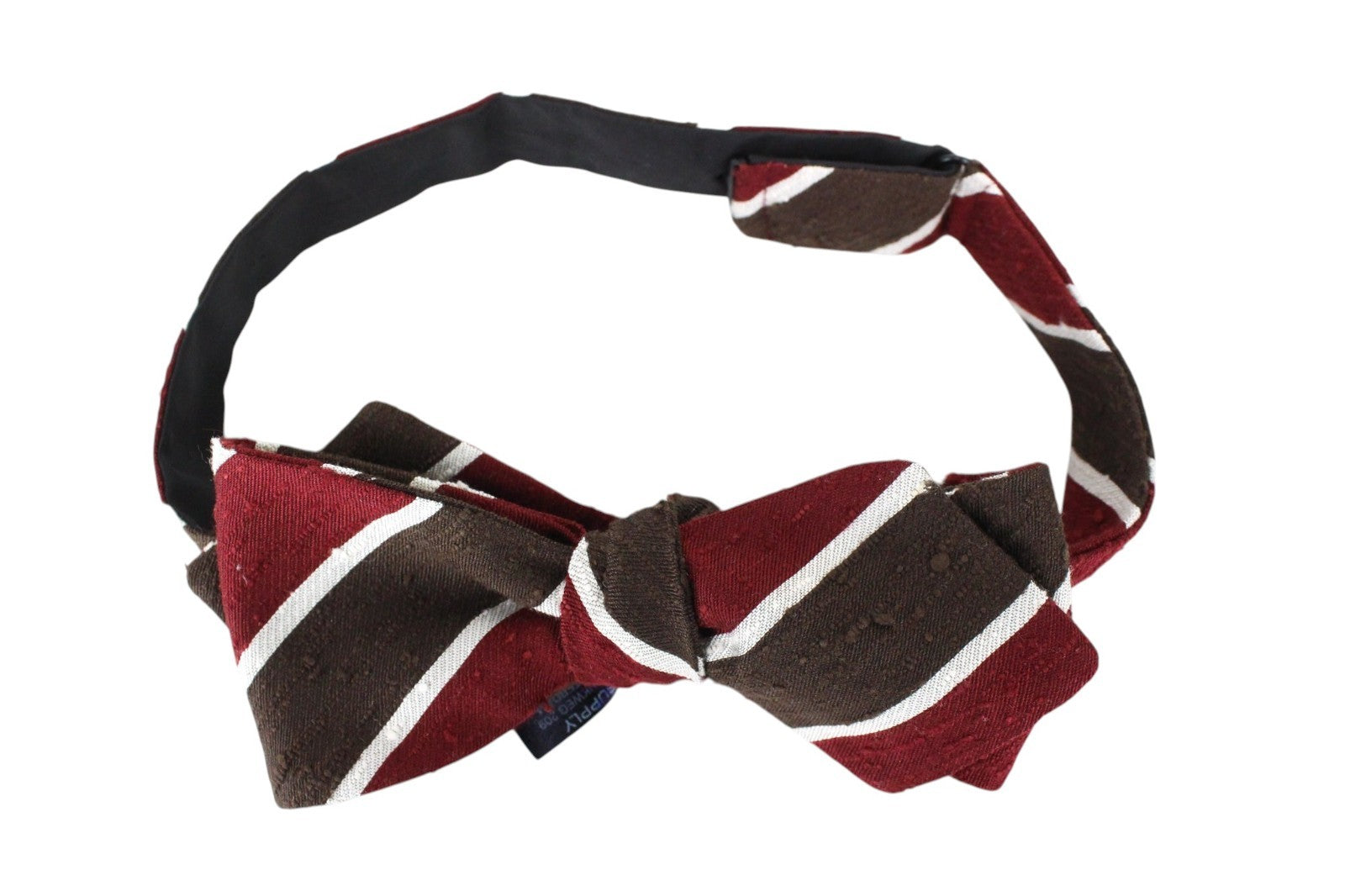 SUITSUPPLY Men Bowtie 45 cm Brown Red Striped Pure Silk Classic Butterfly