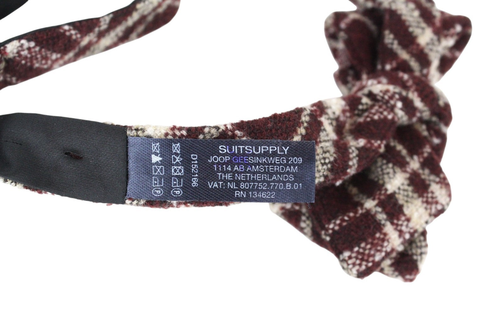 SUITSUPPLY Men Bowtie 50 cm Purple Wool Blend Checked Pattern Butterfly