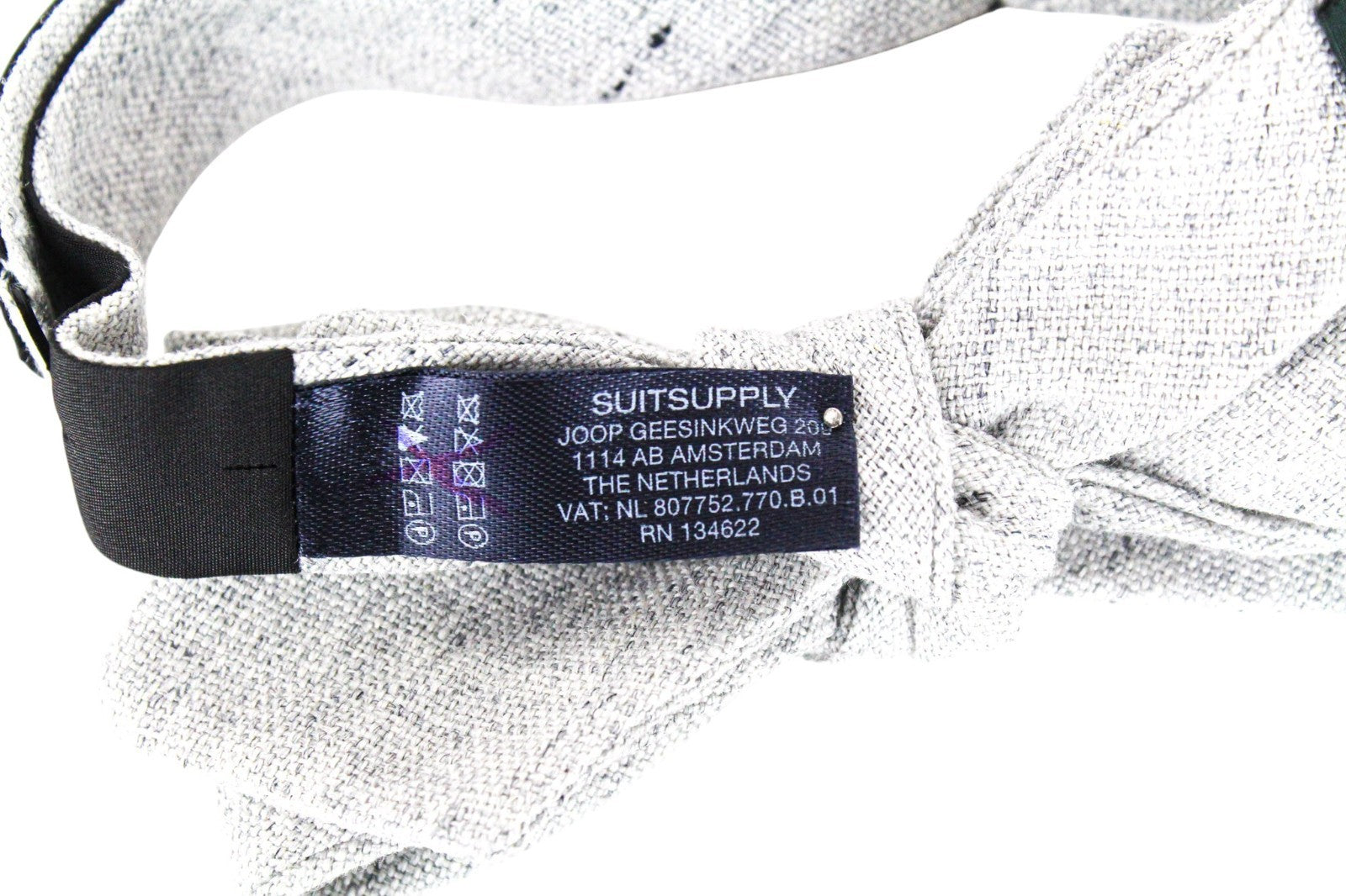 SUITSUPPLY Men Bowtie 45 cm Light Grey Pure Linen Classic Butterfly