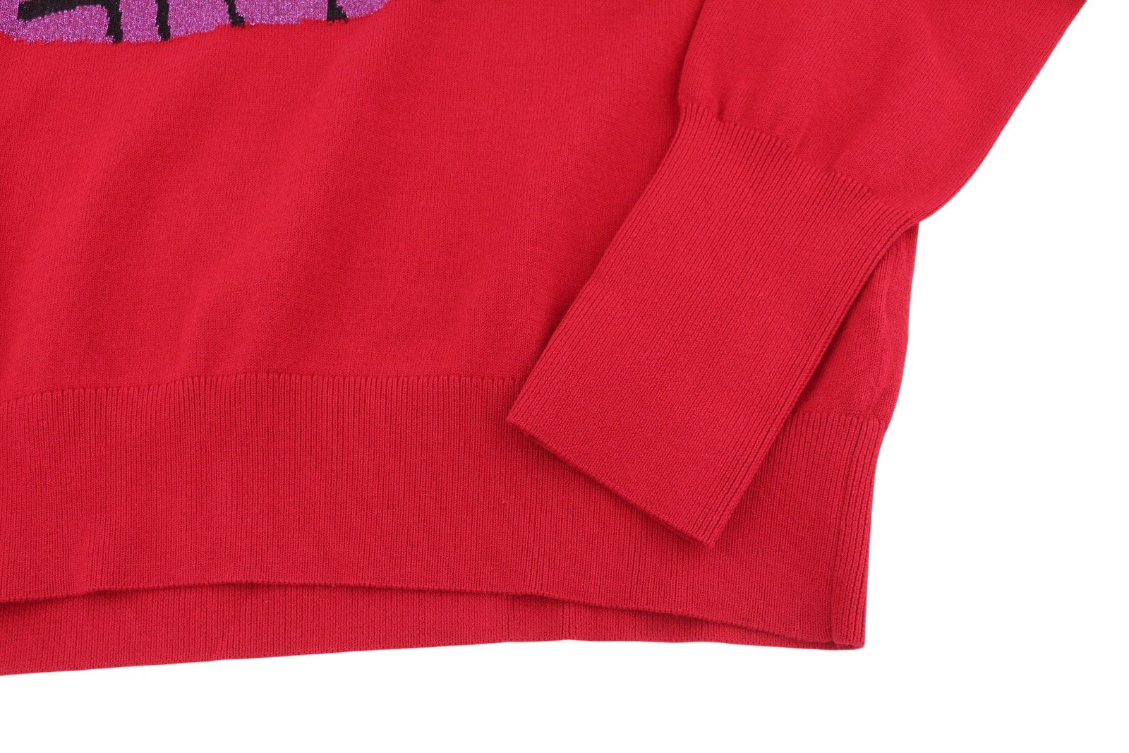 DESIGUAL Esopo Women's Jumper XL Red Metallic Lip Graphic Knit Pull On
