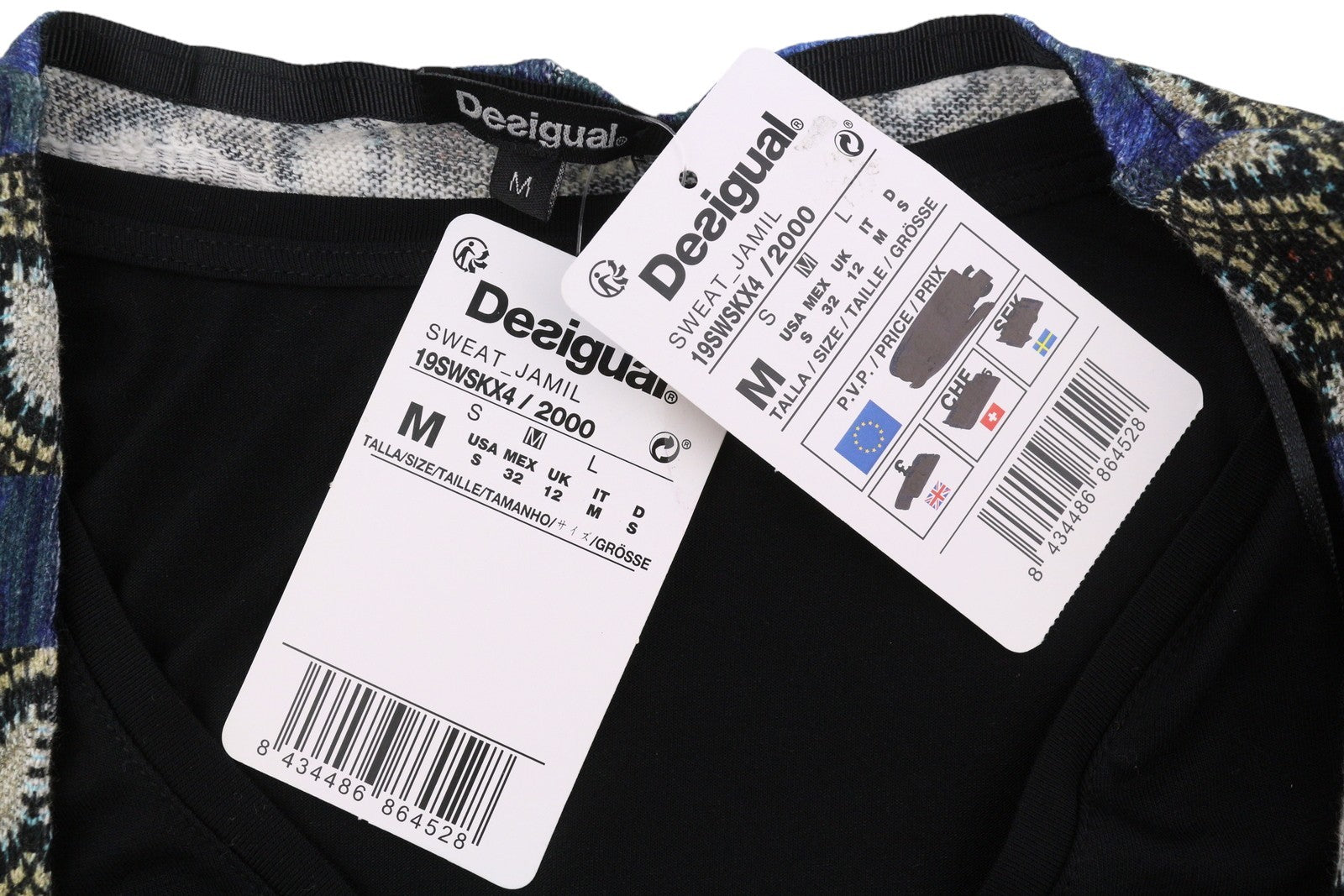 DESIGUAL Jamil Women's Jumper M Layered Asymmetric Drape 2in1 Knit Top