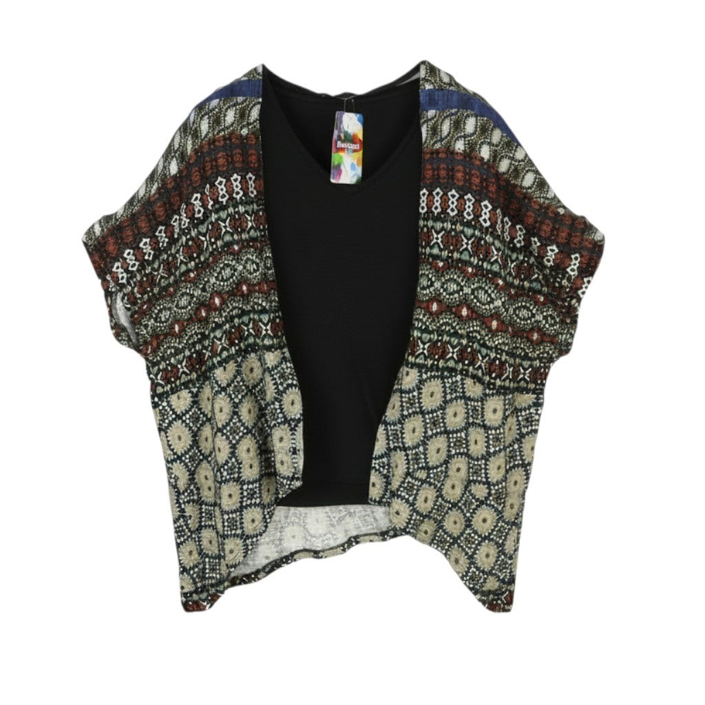 DESIGUAL Jamil Women's Jumper L Draped Asymmetric Layered 2in1 Knit Top