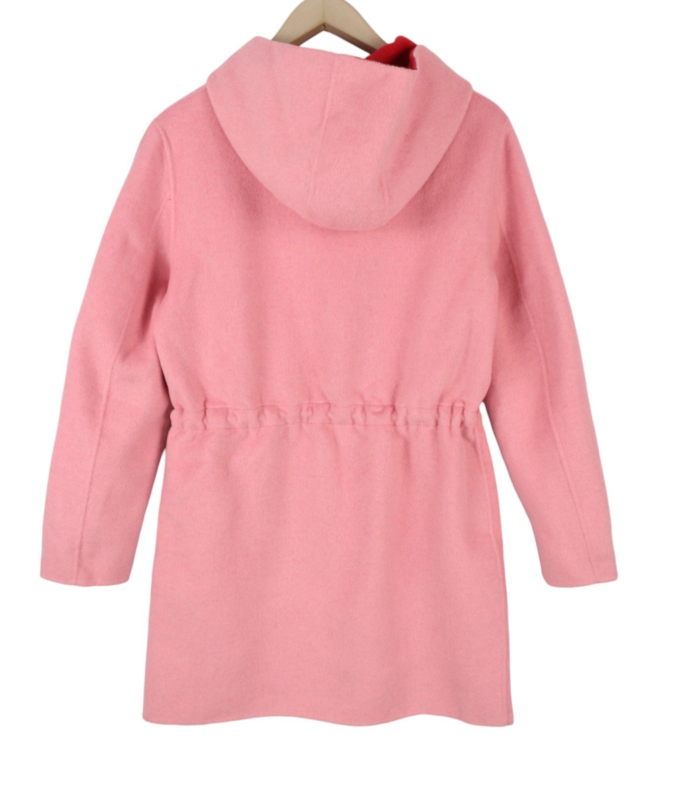 DESIGUAL Lenzy Women's Coat EU36 Pink Wool Blend Hooded Drawstring Waist