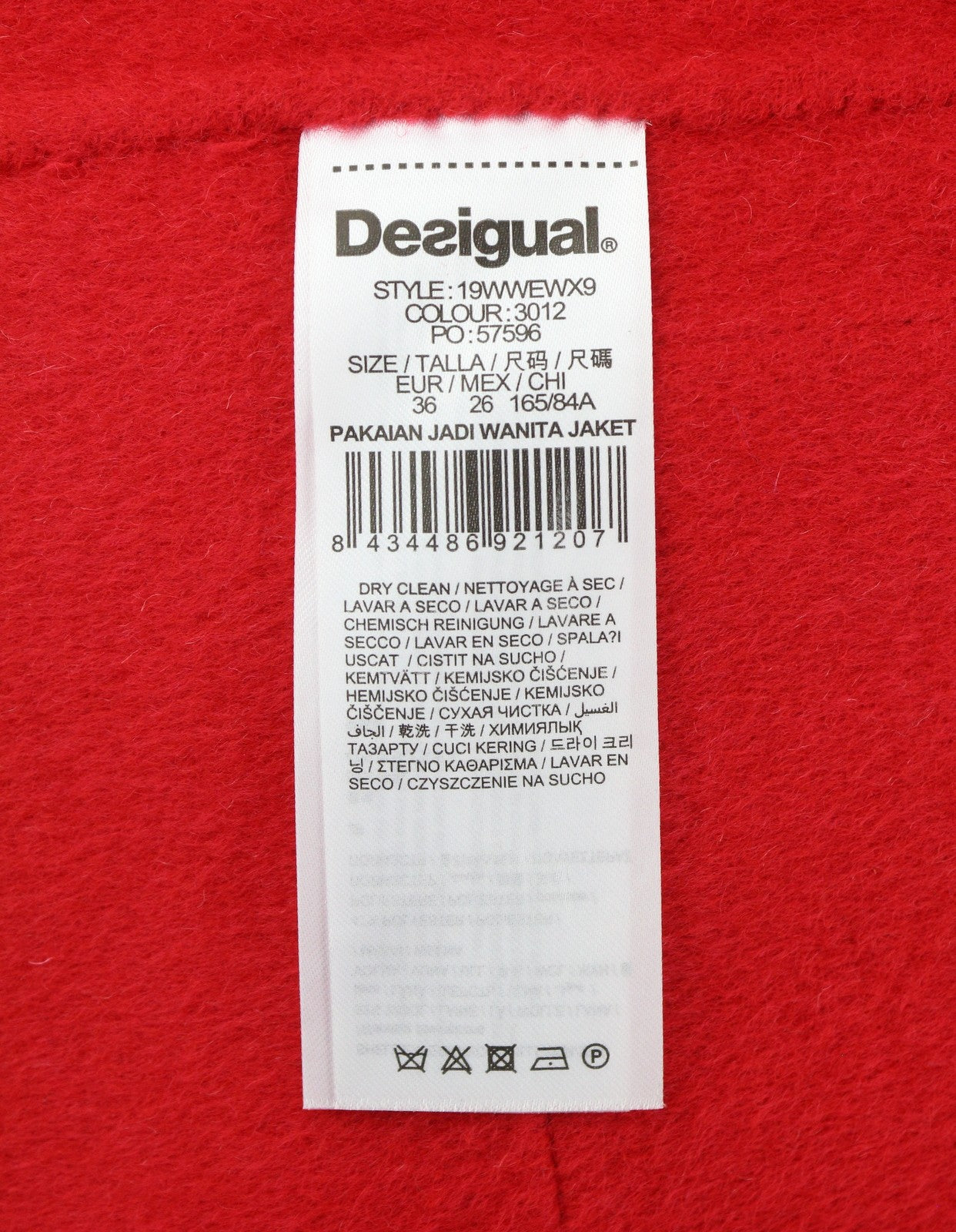 DESIGUAL Lenzy Women's Coat EU36 Pink Wool Blend Hooded Drawstring Waist