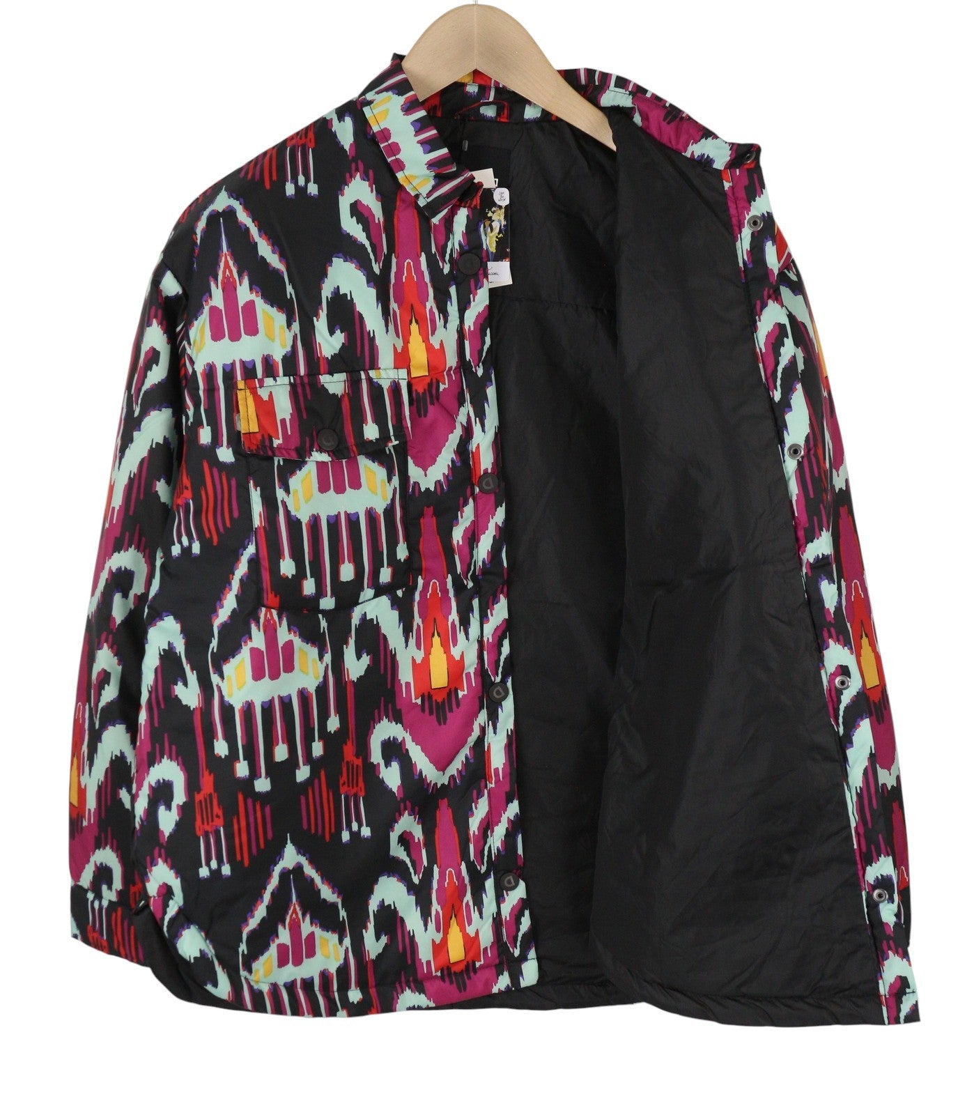 DESIGUAL Eliot Women's Jacket XL Multi Abstract Print Padded Snap Button Coat