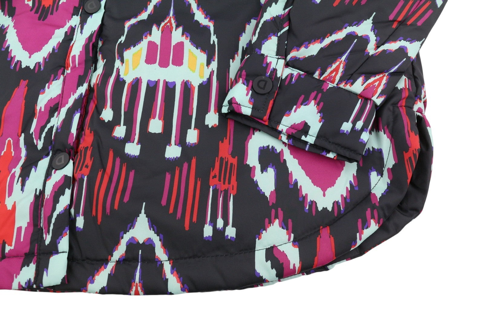DESIGUAL Eliot Women's Jacket XL Multi Abstract Print Padded Snap Button Coat