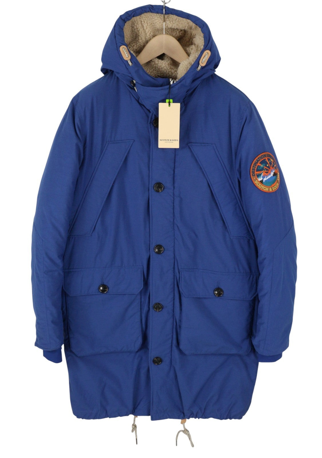 SCOTCH & SODA Men's Jacket M Blue Heavy Padded Hooded Mid Parka RRP381