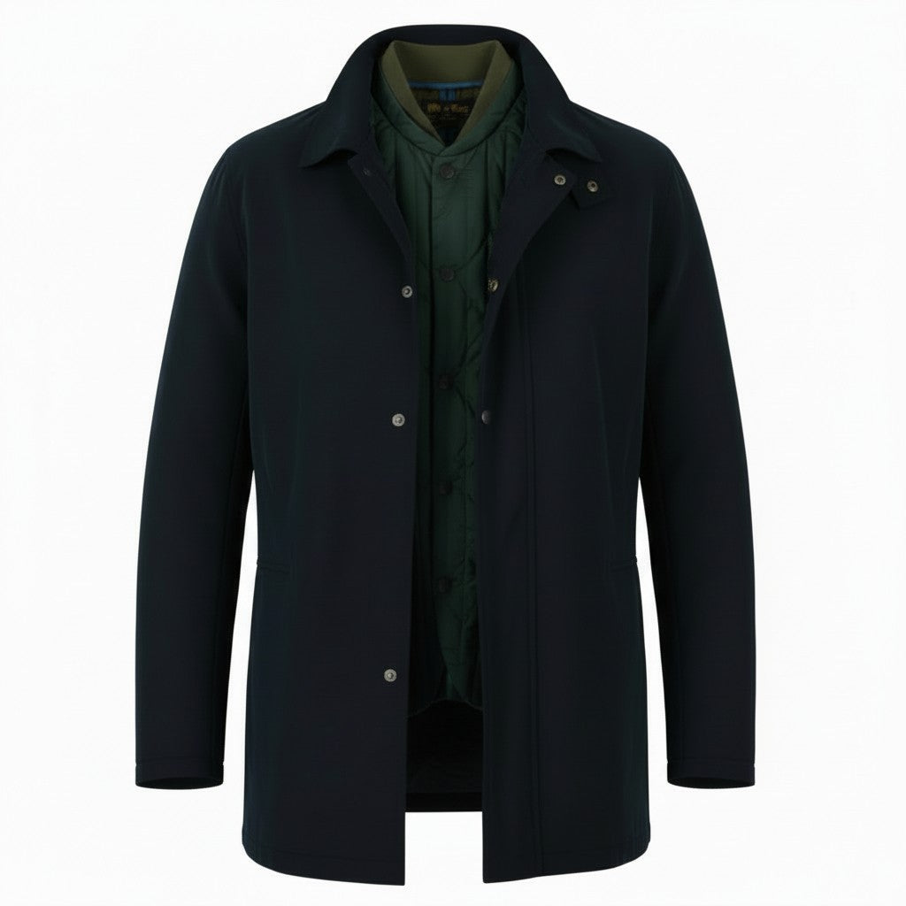 SCOTCH & SODA Men's Jacket M Navy Light Mid Parka Removable Lining 2in1