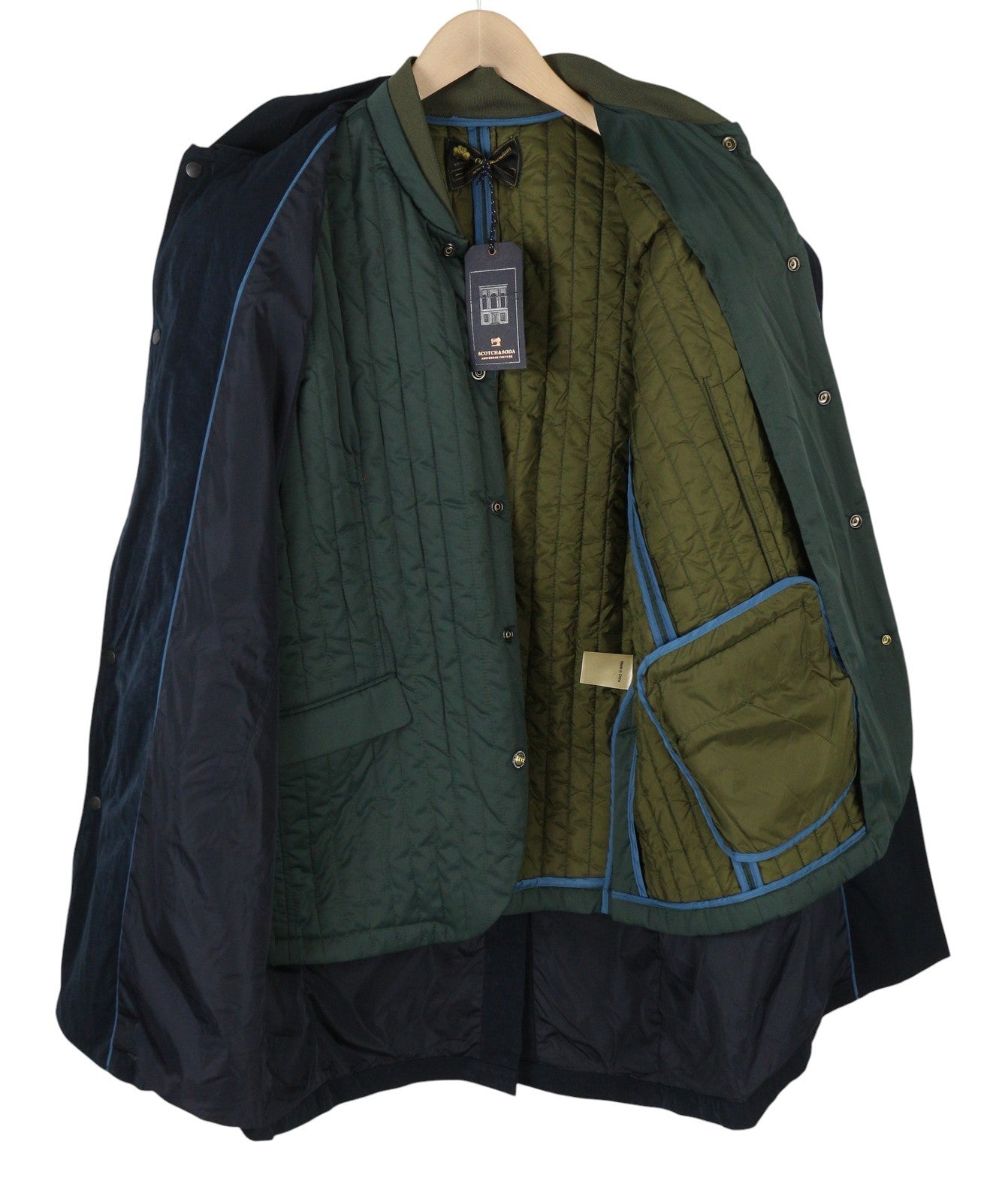 SCOTCH & SODA Men's Jacket M Navy Light Mid Parka Removable Lining 2in1