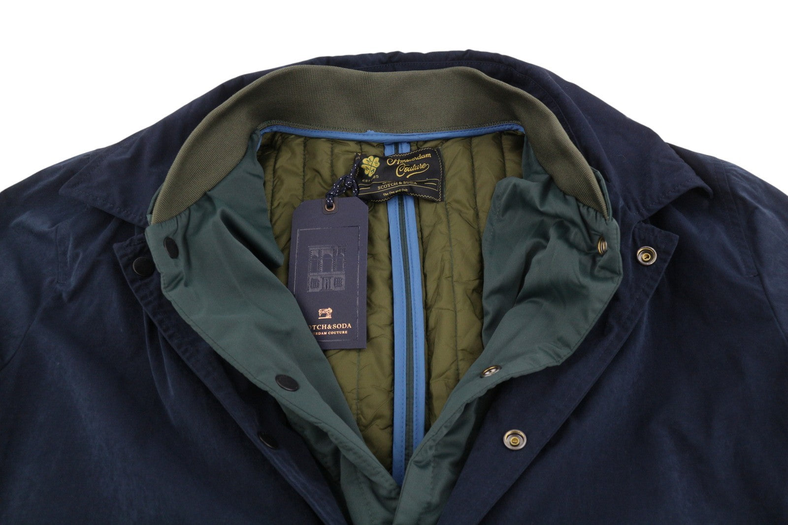 SCOTCH & SODA Men's Jacket M Navy Light Mid Parka Removable Lining 2in1