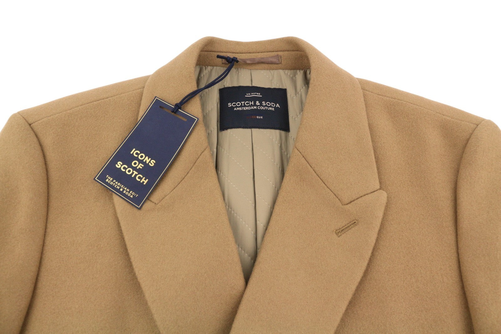 SCOTCH & SODA Men's Coat M Brown Double Breasted Peak Lapel Longline