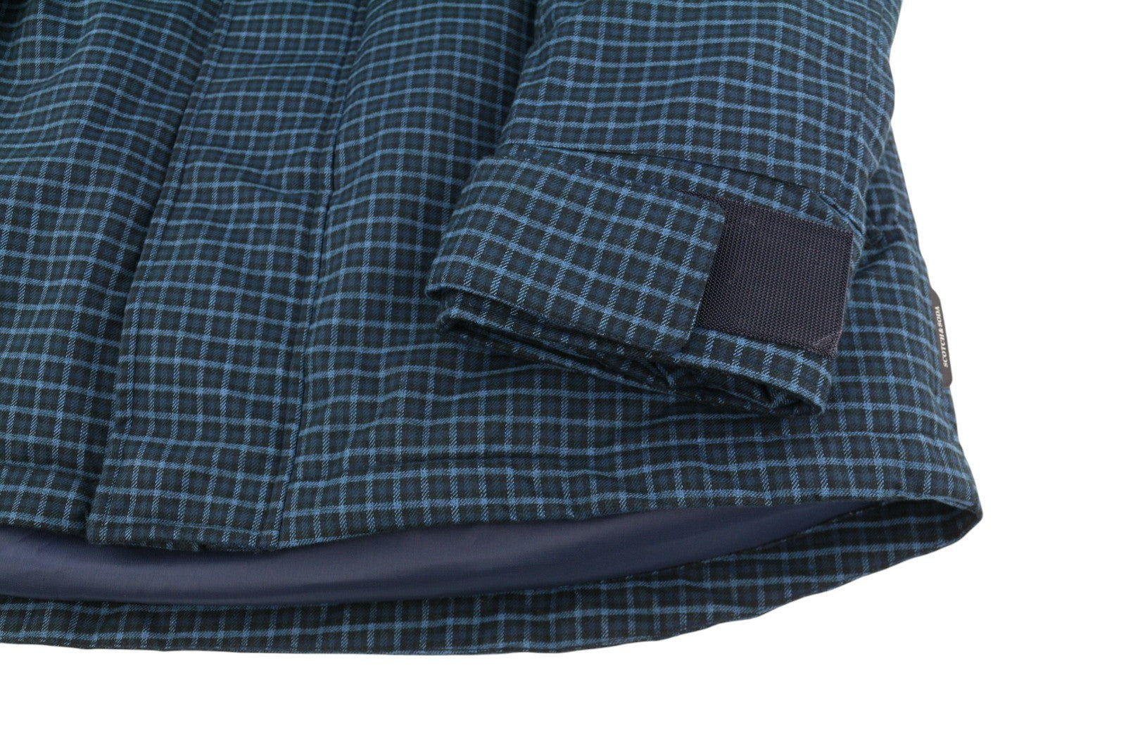 SCOTCH & SODA Men's Jacket M Blue Check Padded Hooded Zip Casual Coat