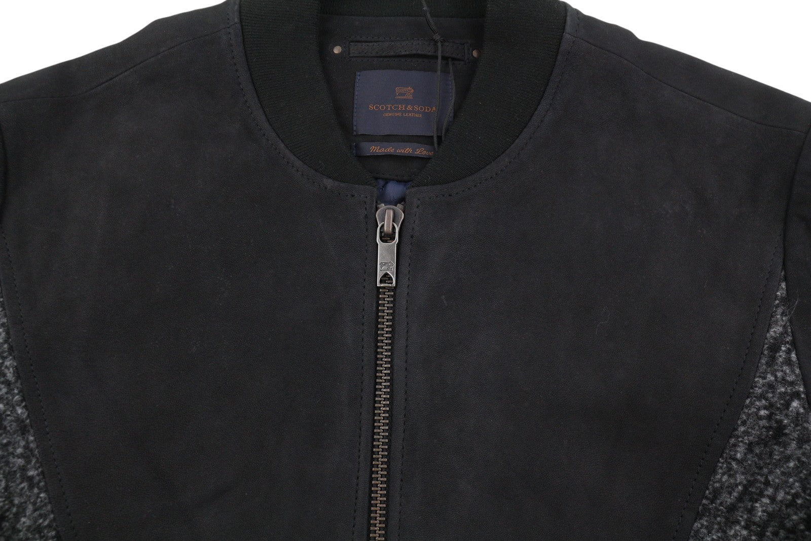 SCOTCH & SODA Men's Jacket L Black Genuine Leather Light Bomber Coat RRP379