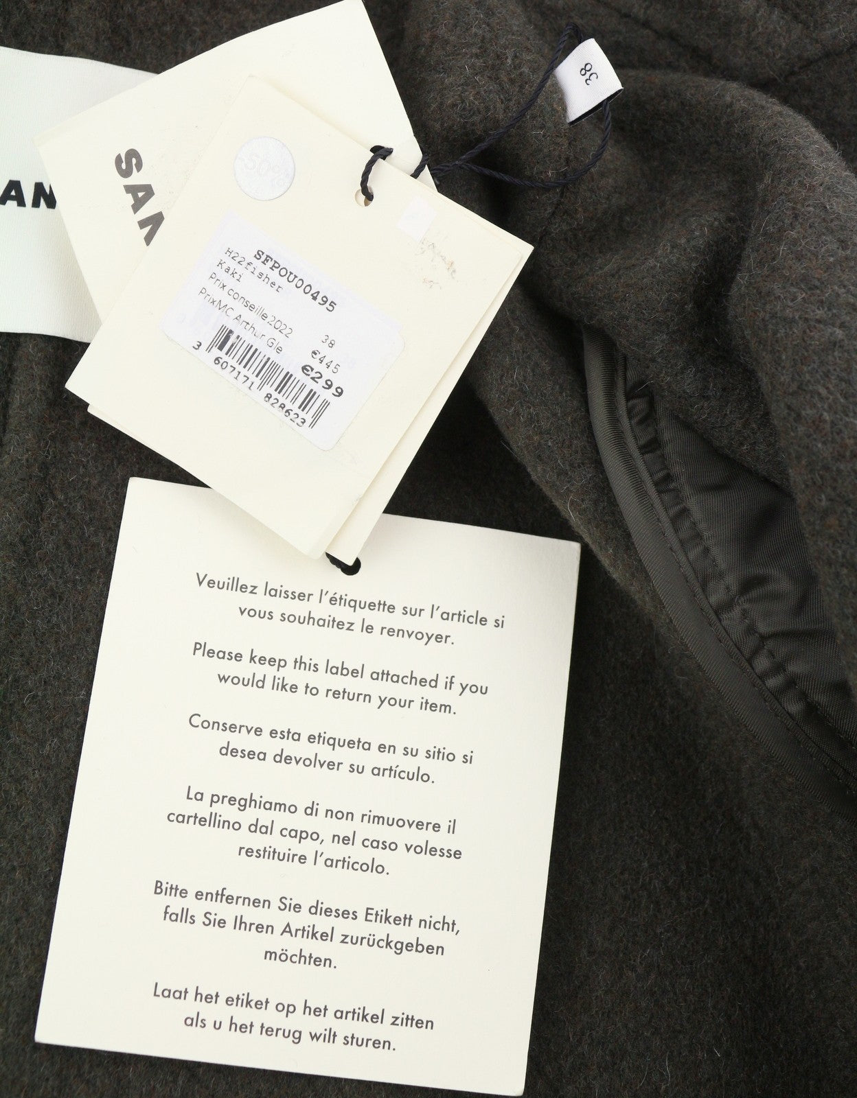 SANDRO Fisher Women's Coat 38 M Khaki Wool Blend Oversized Tailored RRP445