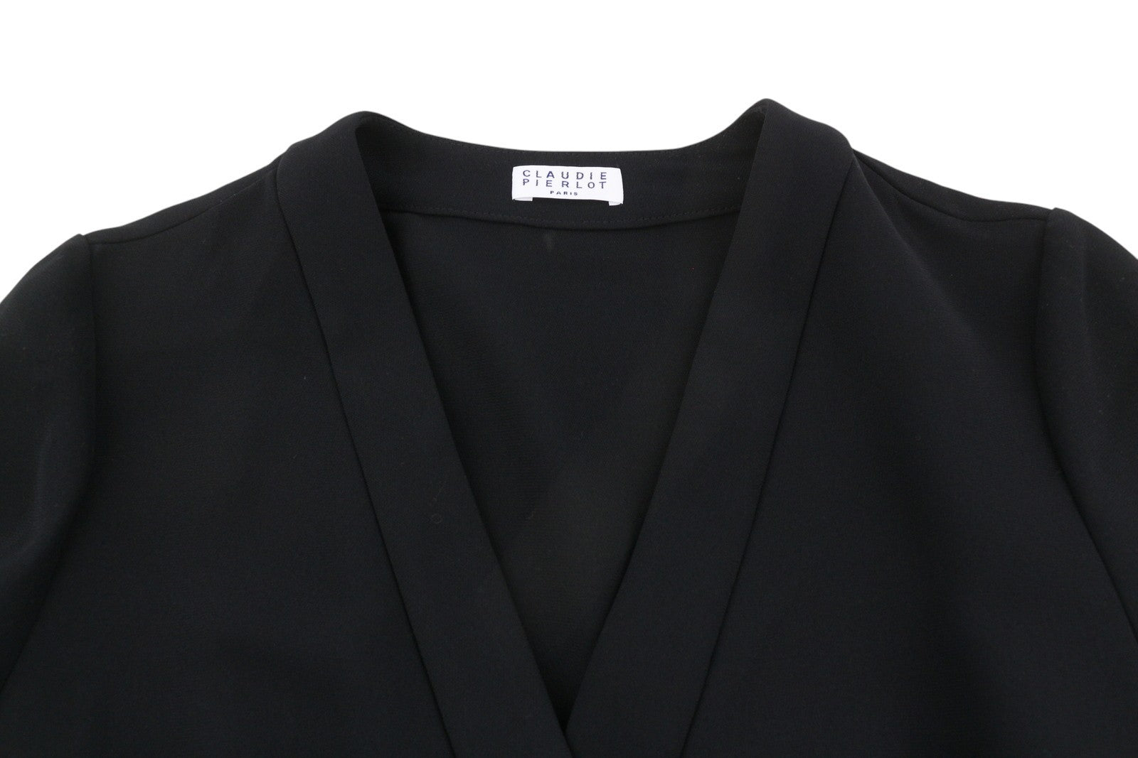 CLAUDIE PIERLOT Rasima Women's Dress 38 S Black Crossover Flared RRP225
