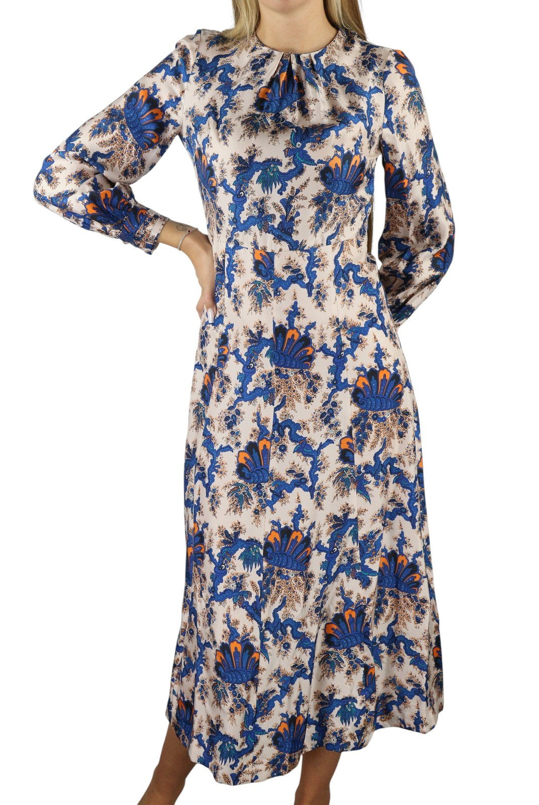 SANDRO Carna Women's Dress 36 S Silk Floral Long Sleeve Midi RRP795