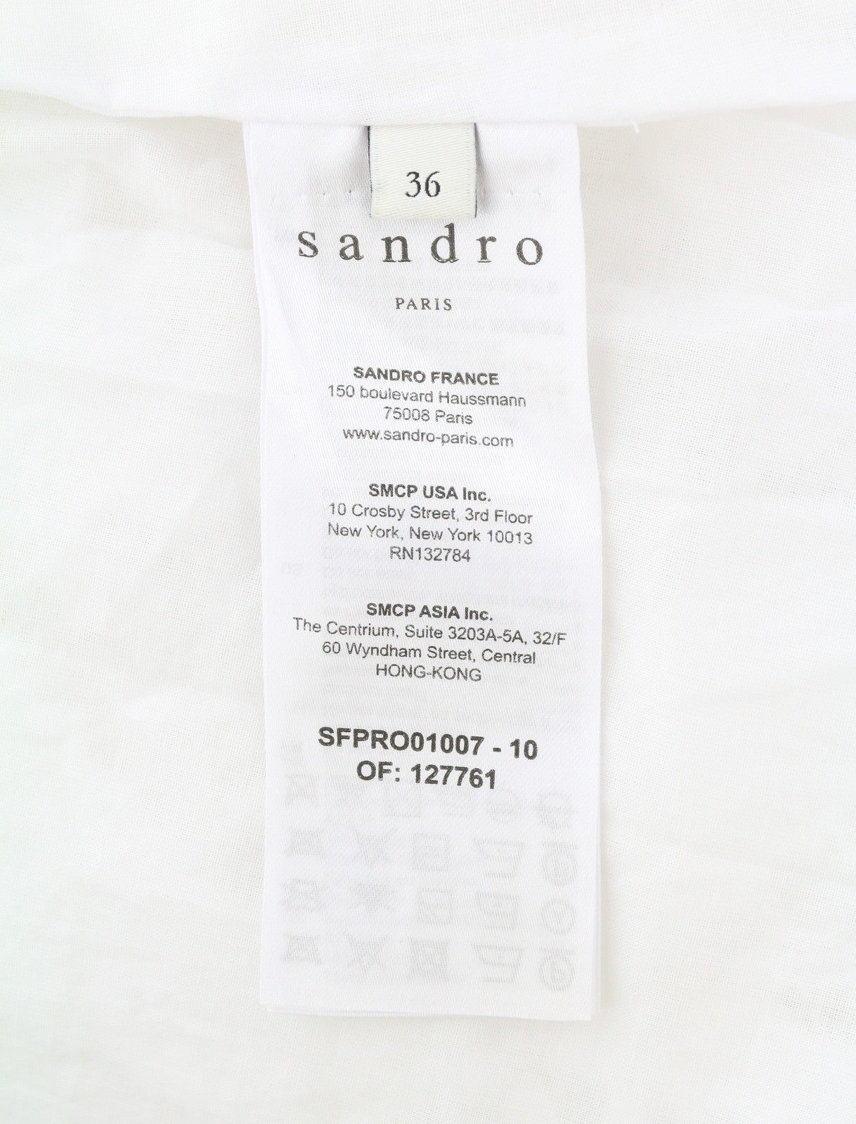 SANDRO Women's Dress 36 S White Lace Perforated Snap Button 3/4 Sleeve