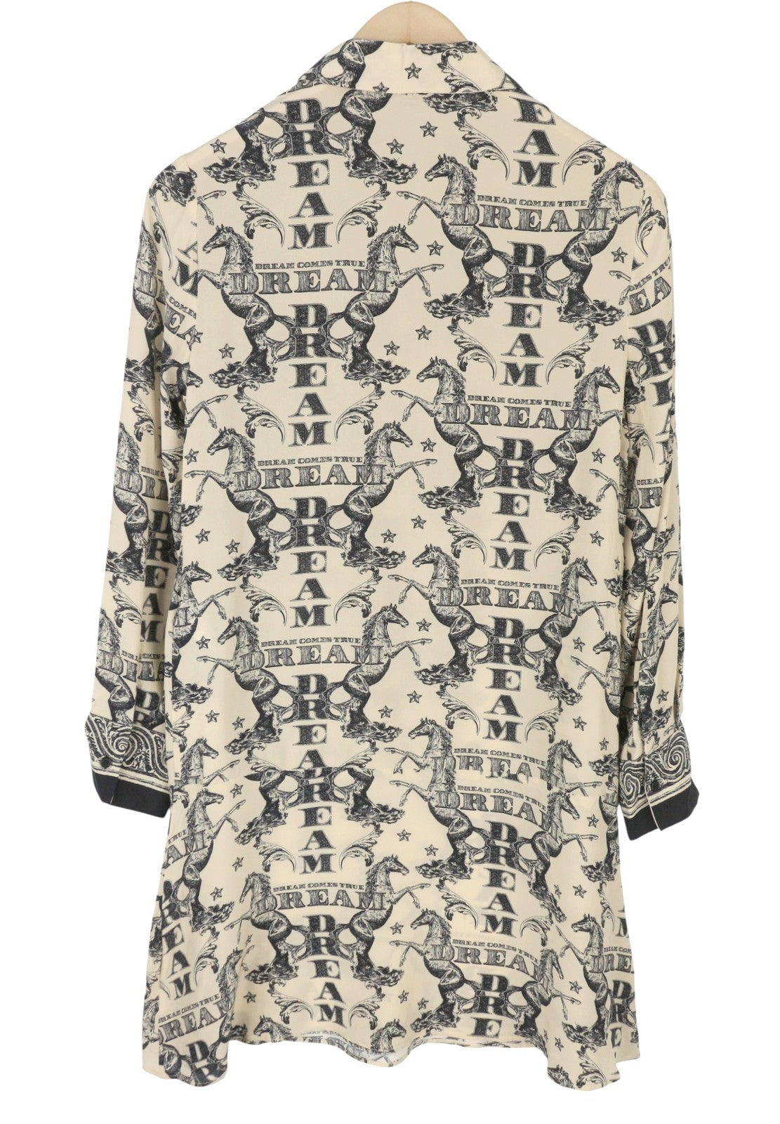 CLAUDIE PIERLOT Rocade Women's Dress 36 S Beige Silk Pattern Flowing Sleeve