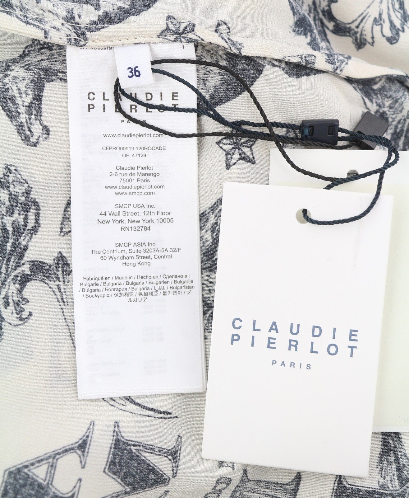 CLAUDIE PIERLOT Rocade Women's Dress 36 S Beige Silk Pattern Flowing Sleeve