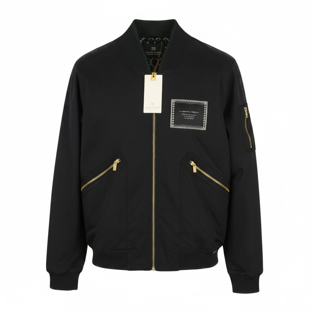 SCOTCH & SODA Men Jacket L Black Full Zip Lightweight Bomber