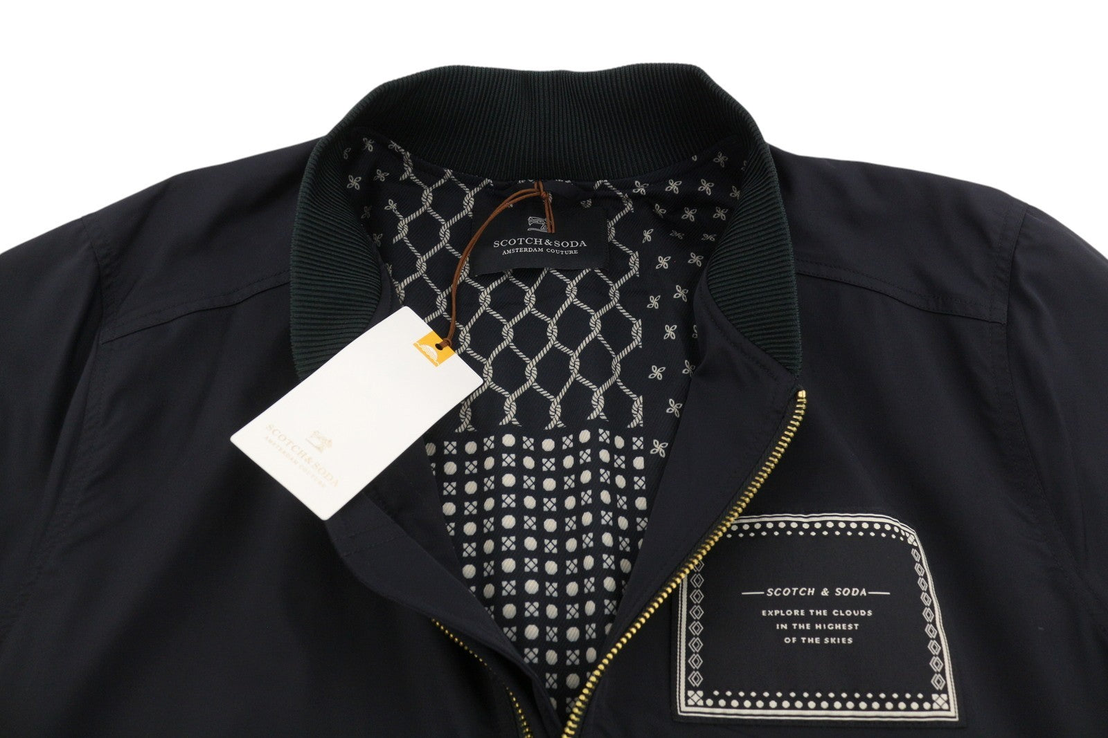 SCOTCH & SODA Men Jacket L Black Full Zip Lightweight Bomber