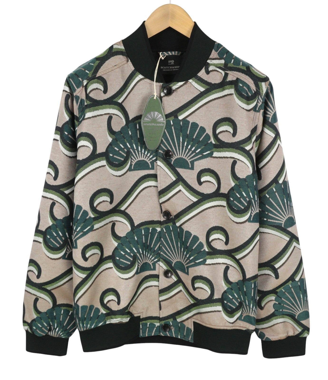 SCOTCH & SODA Men Jacket M Jacquard Embroidered Button Lightweight Bomber