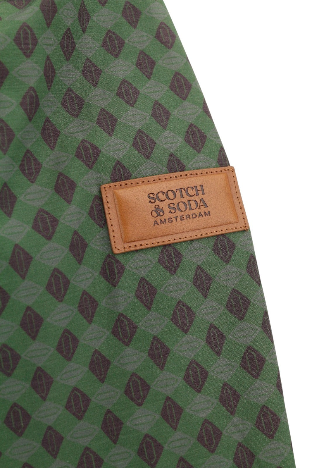SCOTCH & SODA Men Jacket L Green Patterned High Neck Buttons Lightweight Bomber