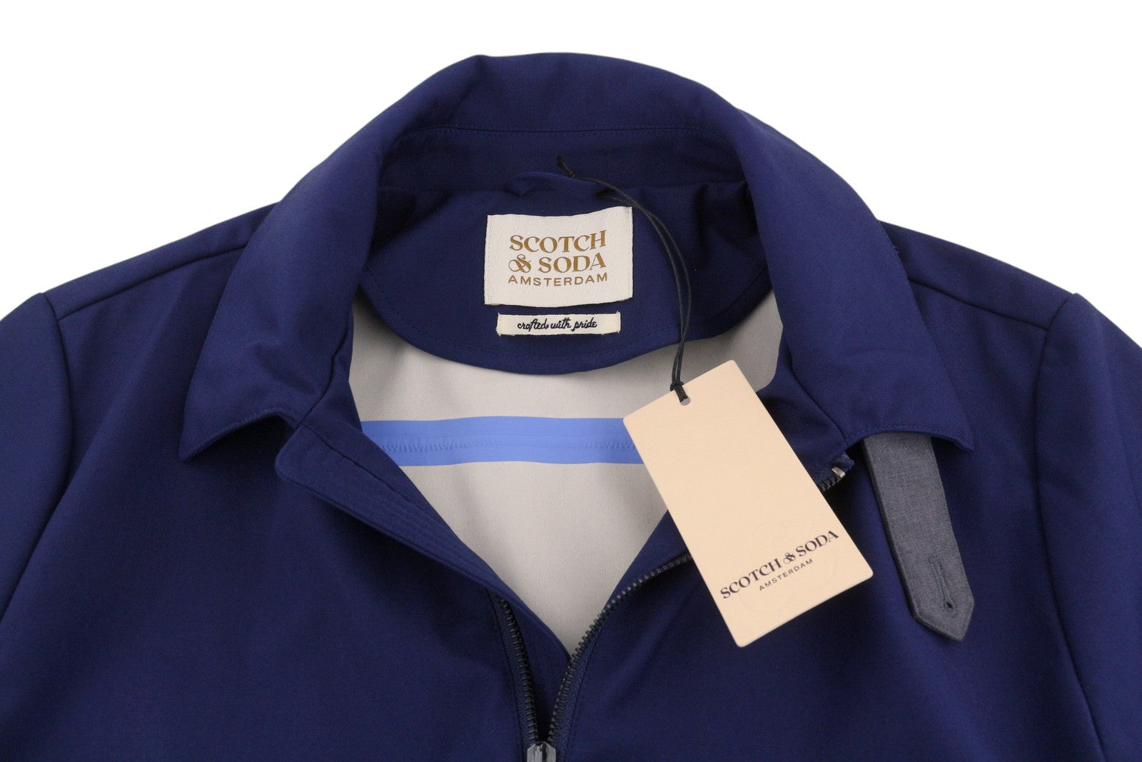 SCOTCH & SODA Men Jacket L Dark Blue Spread Full Zip Lightweight Bomber