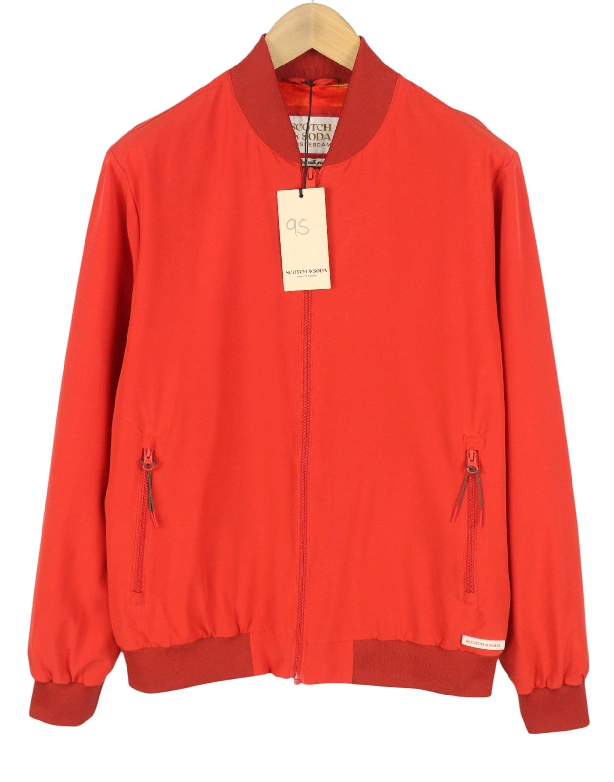 SCOTCH & SODA Men Jacket M Boat Red Patterned Full Zip Lightweight Bomber