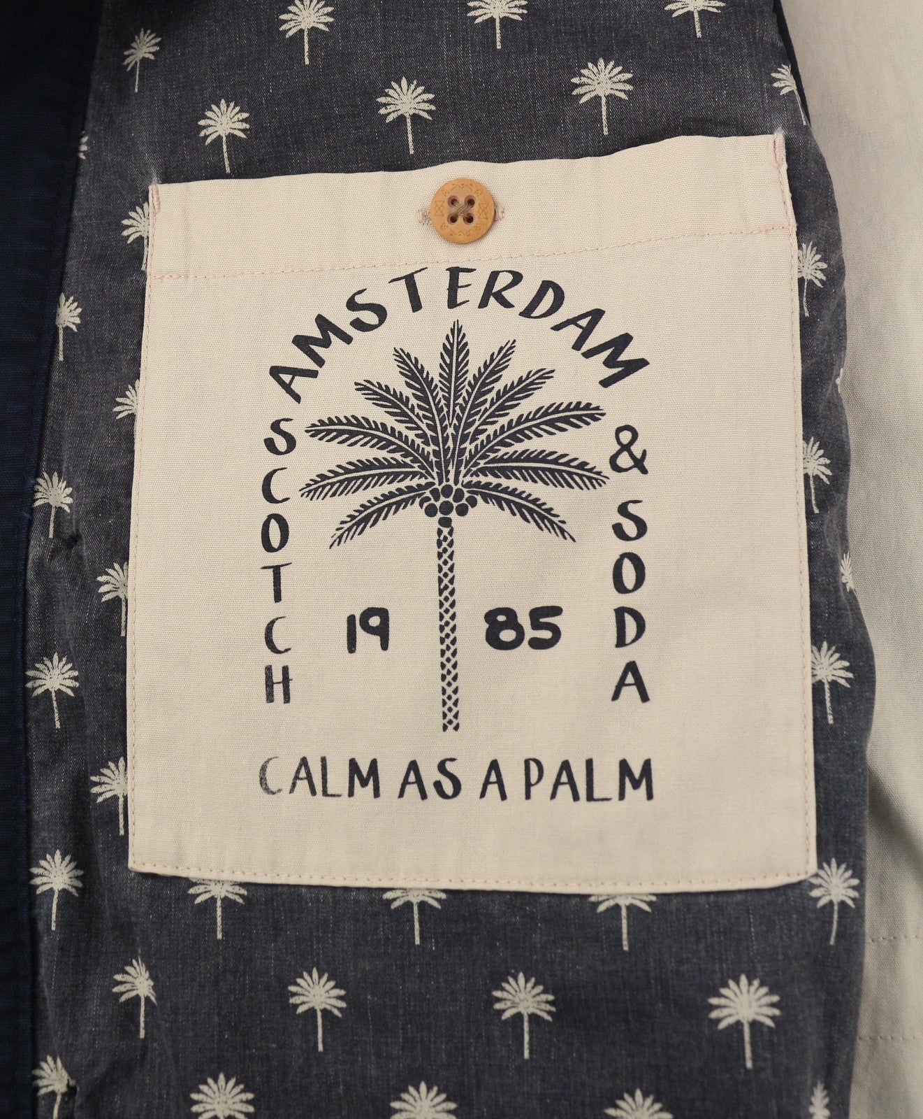 SCOTCH & SODA Men Jacket M Black Embroidered Palm Tree Drawstring Waist