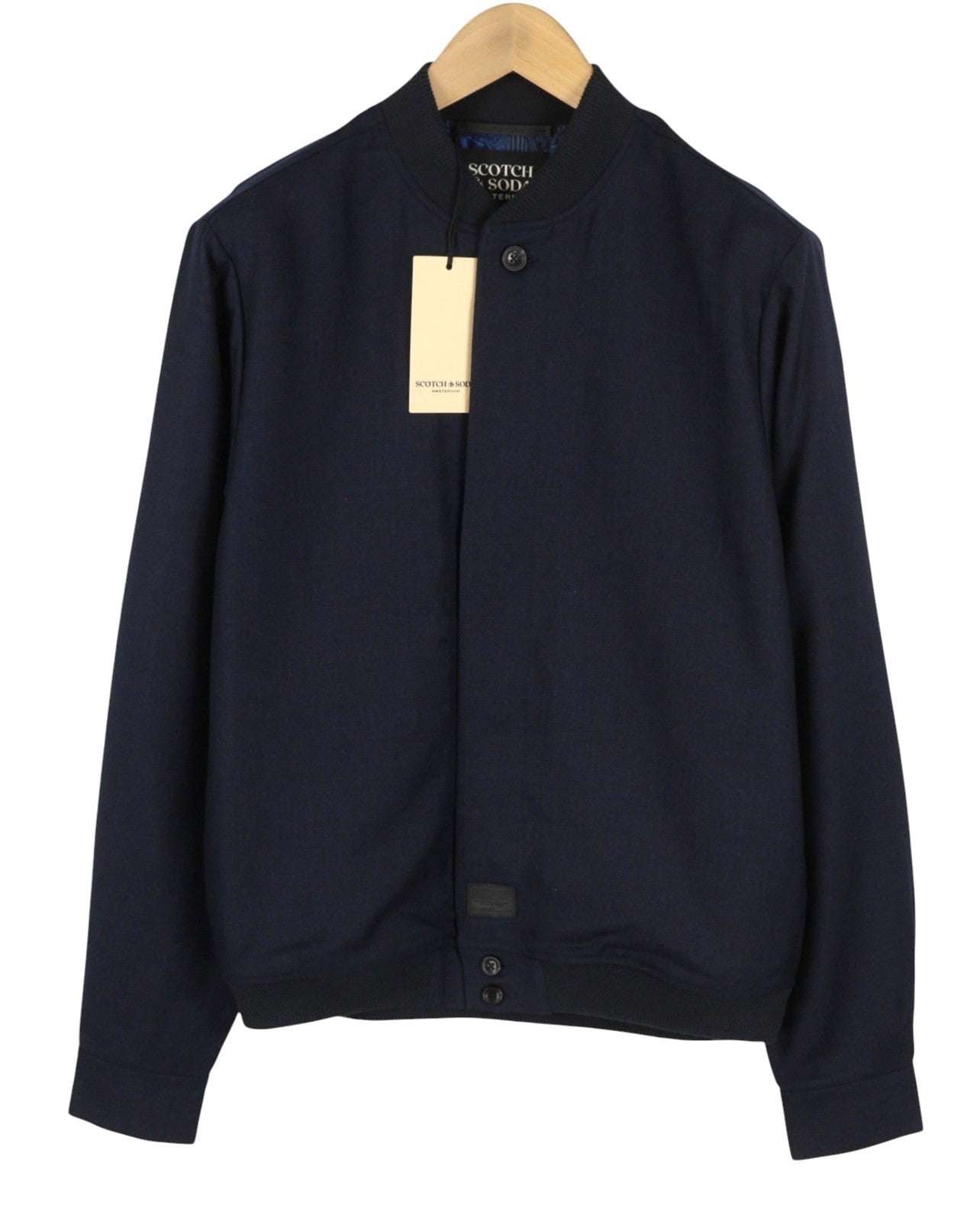 SCOTCH & SODA Men Jacket L Dark Blue Button Up Lightweight Bomber