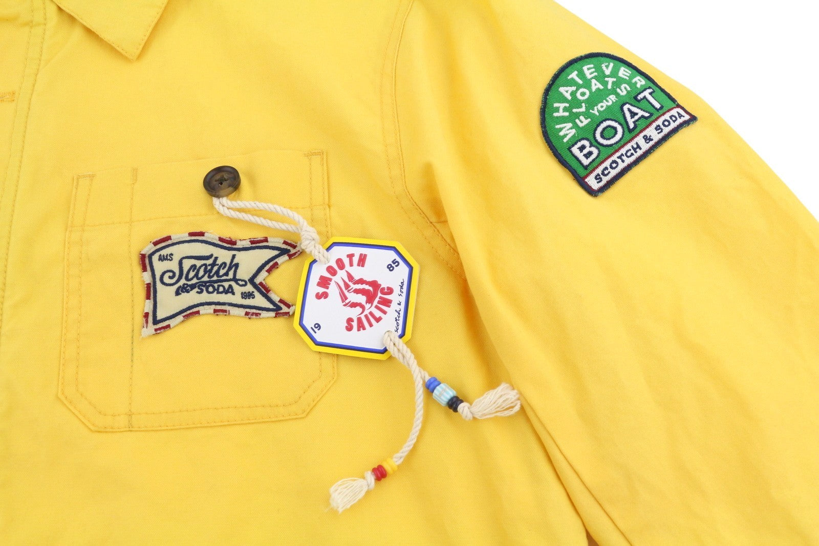 SCOTCH & SODA Men Jacket M Yellow Coated Look Button Up Spread Lightweight
