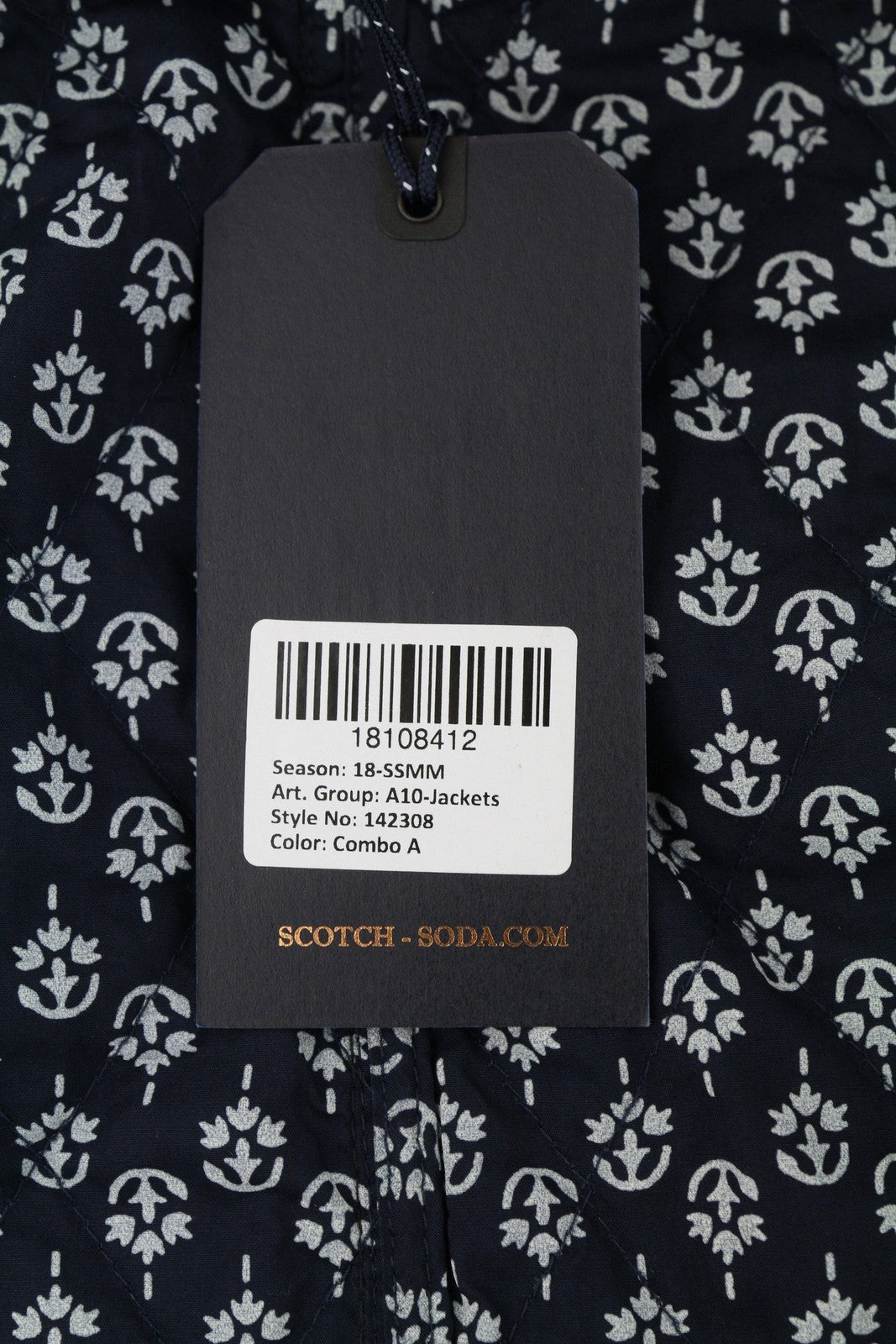 SCOTCH & SODA Men Jacket M Dark Blue Patterned Quilted Spread Full Zip