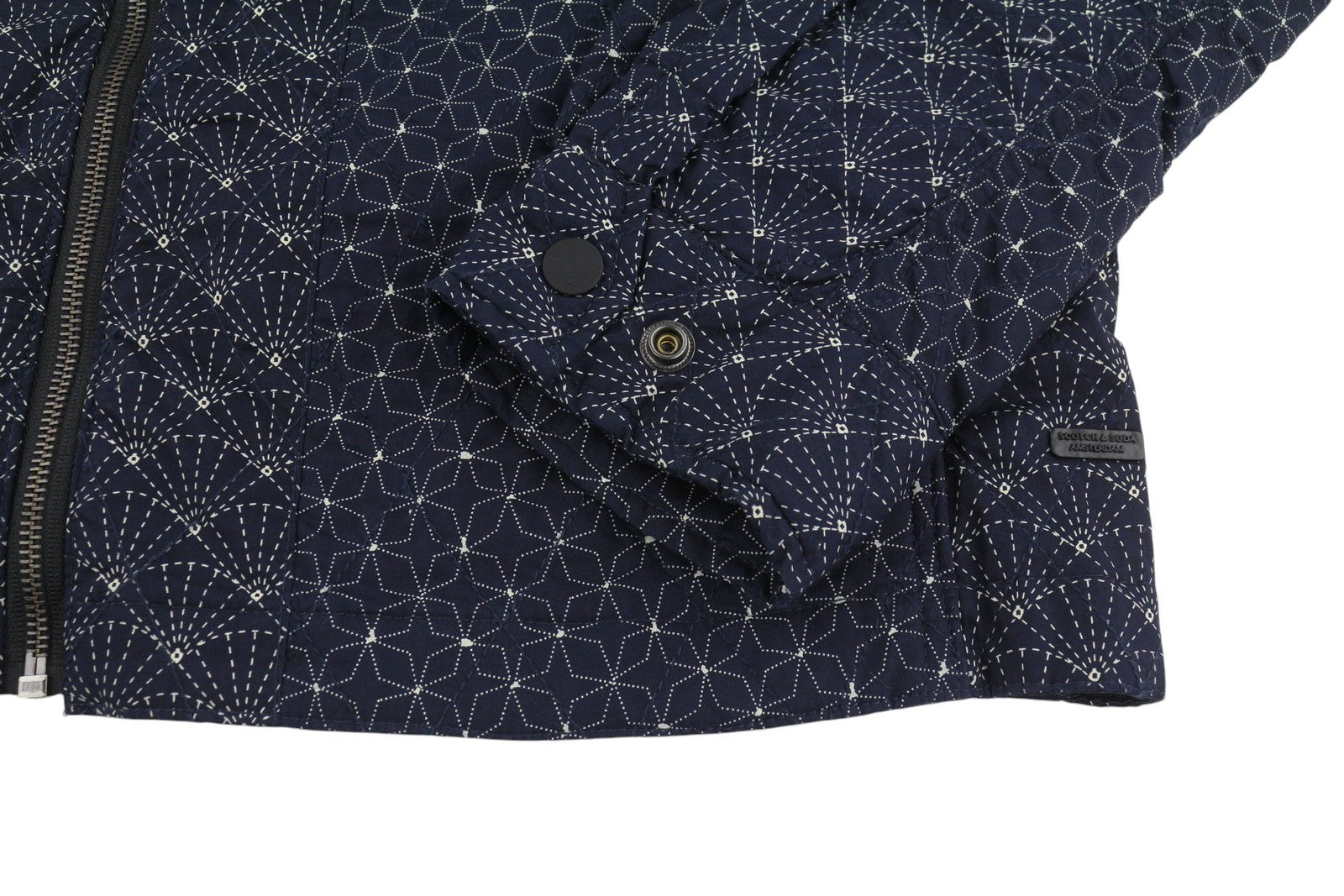 SCOTCH & SODA Men Jacket M Dark Blue Patterned Quilted Spread Full Zip