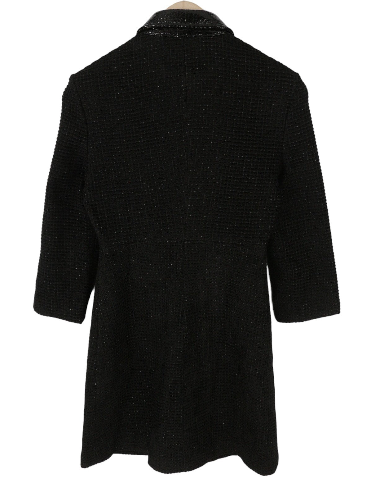 MAJE Rinili Women's Dress 34 XS Black Shiny Contrast Trim 3/4 Sleeve RRP567