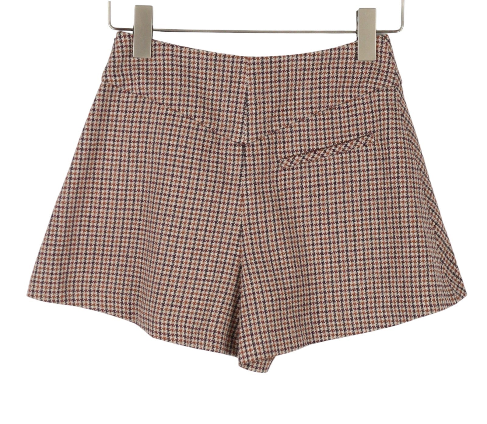 MAJE Vaisa Women's Shorts 36 S Wool Blend Houndstooth Pleated Skort RRP325