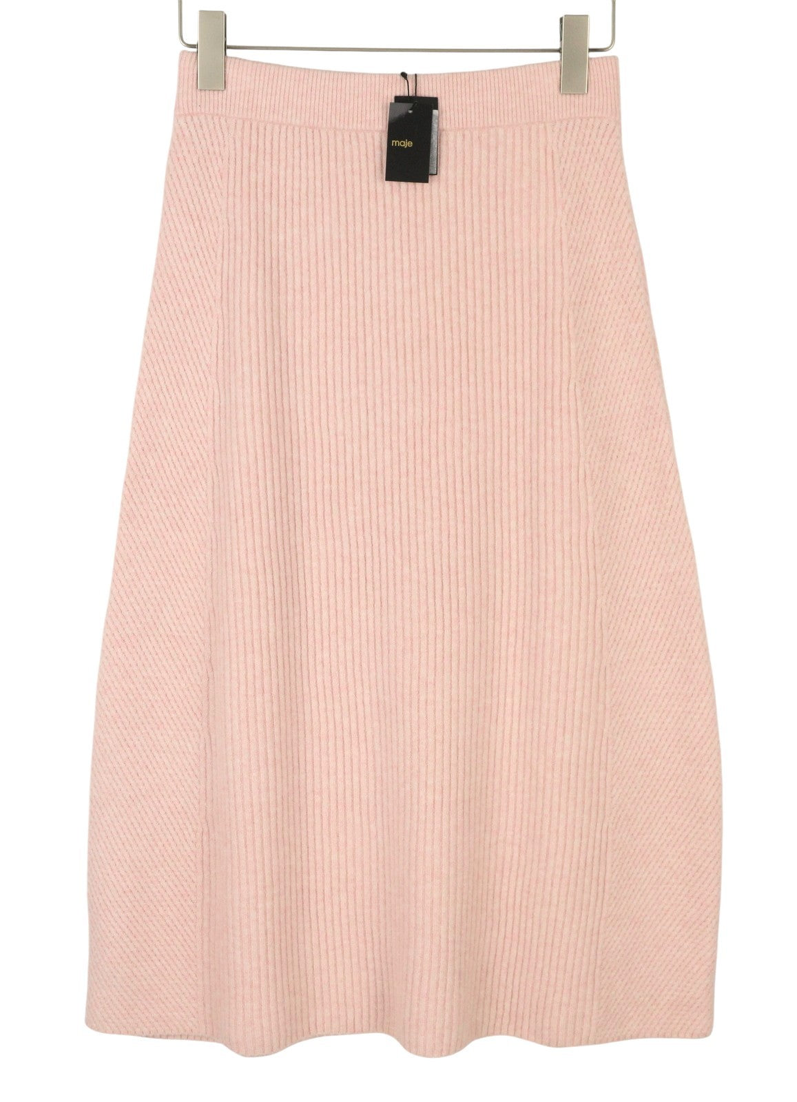 MAJE Jandana Women's Skirt 40 L Pink Wool Alpaca Stretch Knit Midi RRP345